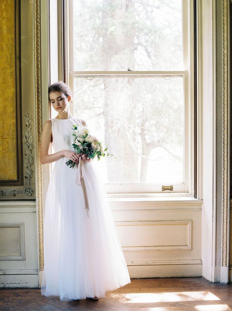 Glamour sequin dress with low back. Custom made wedding dress by Lace &amp; Liberty